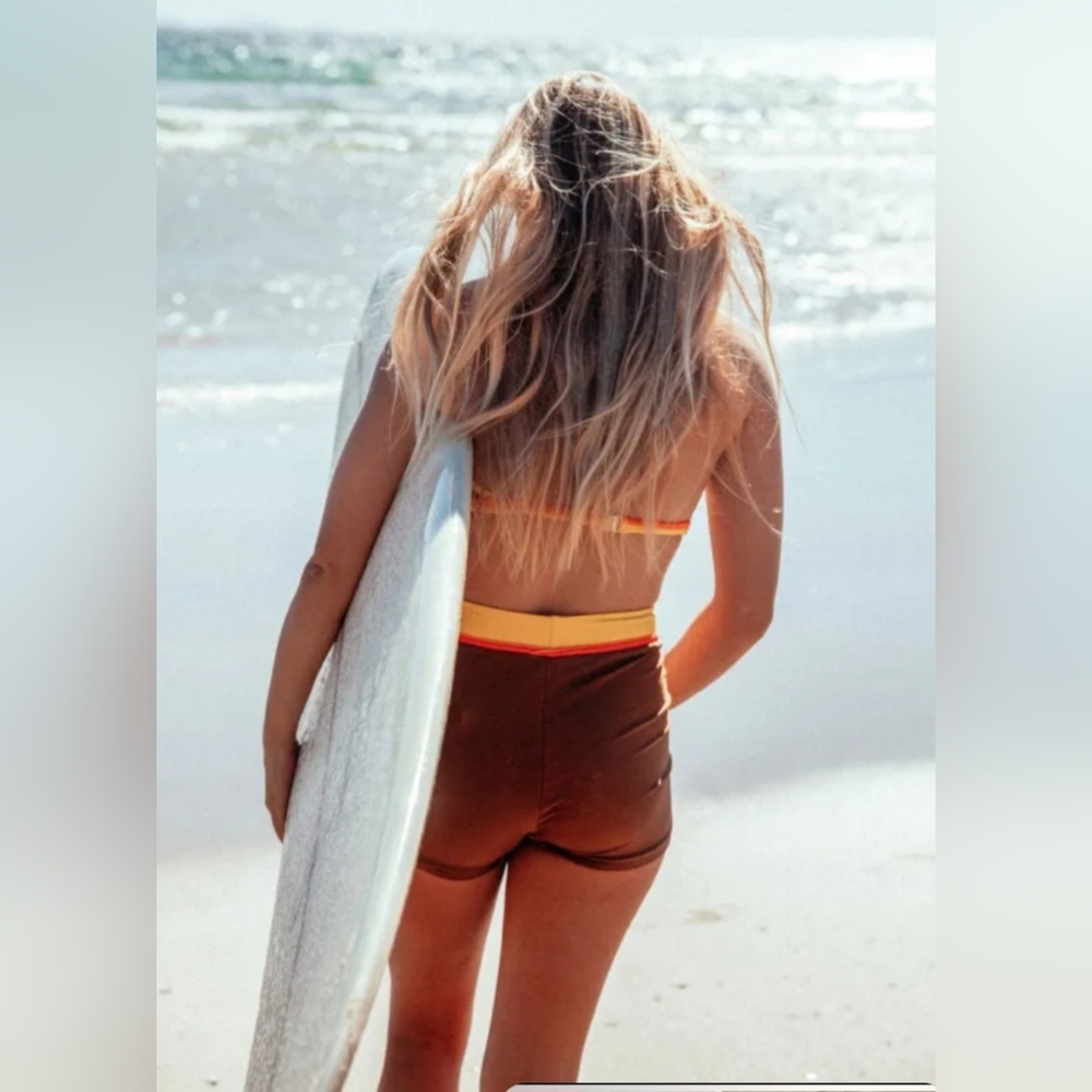 NWT $148 Free People Atmosea Sunset Surf Swim Set, 2 Piece - Brown & Yel… - Picture 10 of 16
